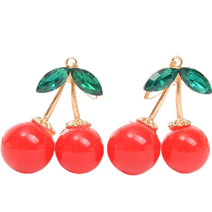 1 Pair Hook Earrings Leaf Cherry Jewelry Long Lasting Sparkling Dangle Earrings for Daily Wear Image 11