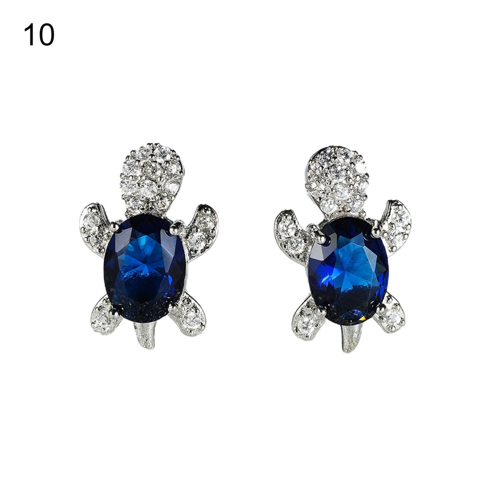1 Pair Women Stud Earrings Turtle Shape Rhinestones Jewelry Cute Long Lasting Ear Studs for Daily Wear Image 2