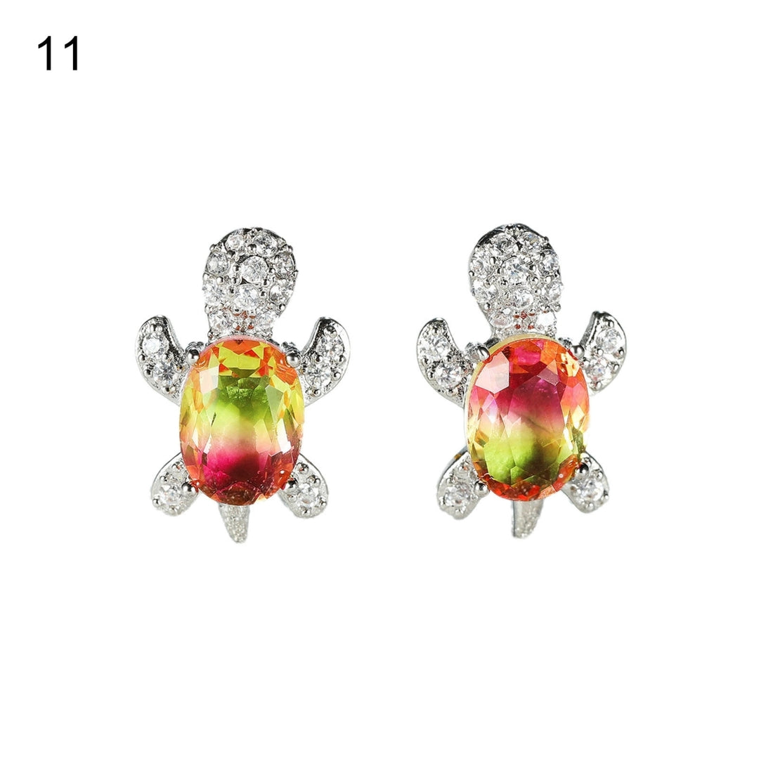 1 Pair Women Stud Earrings Turtle Shape Rhinestones Jewelry Cute Long Lasting Ear Studs for Daily Wear Image 3