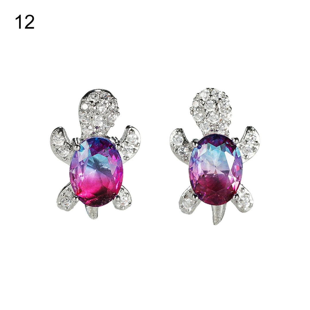 1 Pair Women Stud Earrings Turtle Shape Rhinestones Jewelry Cute Long Lasting Ear Studs for Daily Wear Image 4