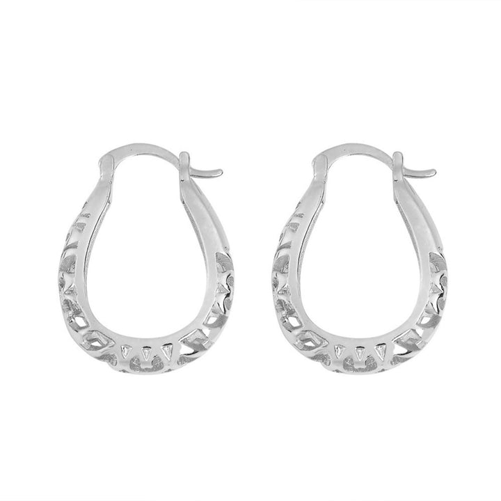 1 Pair Women Hoop Earrings Round Hollow Out Flower Jewelry Exaggerated Geometric Earrings for Wedding Image 10