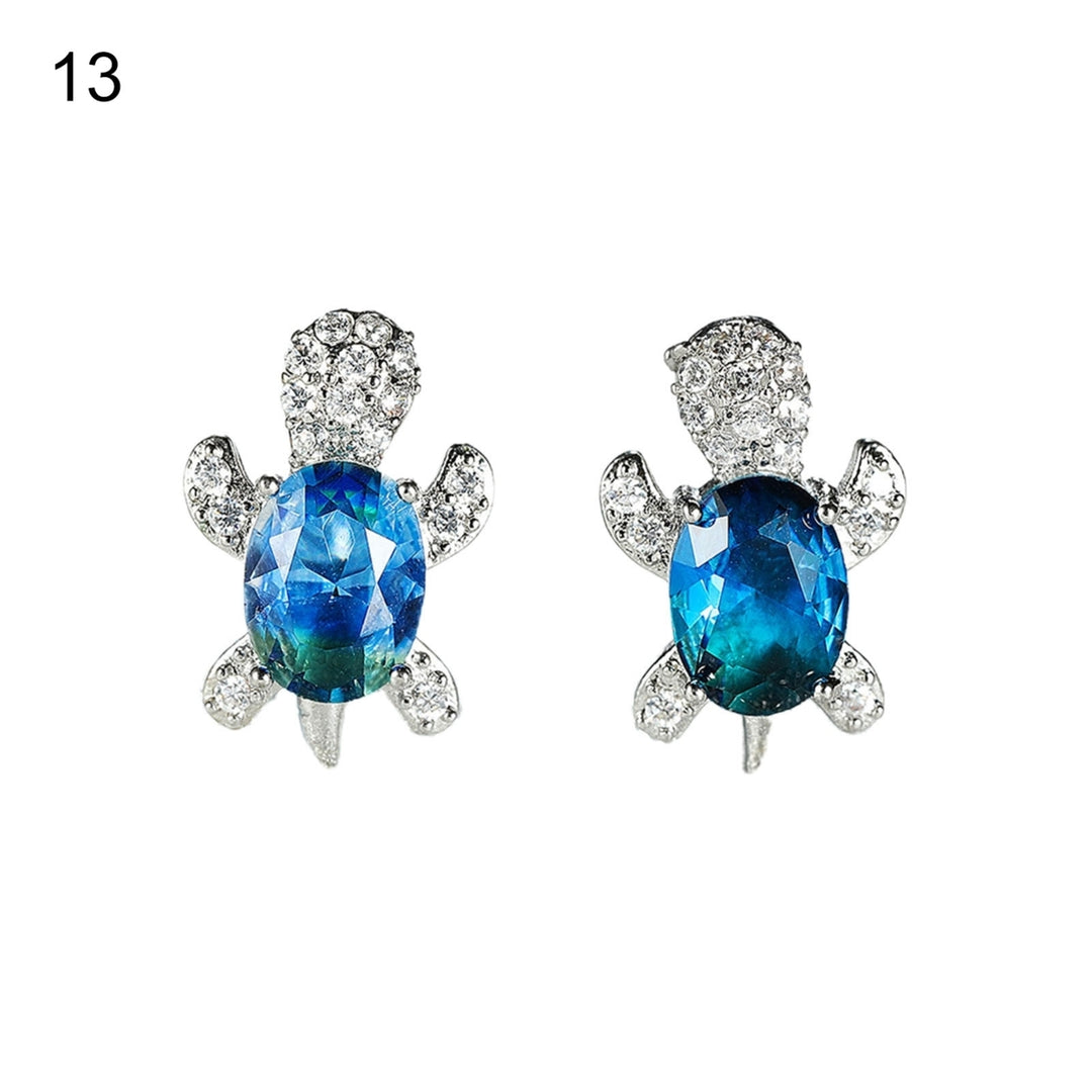 1 Pair Women Stud Earrings Turtle Shape Rhinestones Jewelry Cute Long Lasting Ear Studs for Daily Wear Image 4