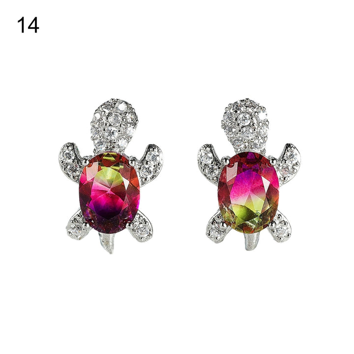 1 Pair Women Stud Earrings Turtle Shape Rhinestones Jewelry Cute Long Lasting Ear Studs for Daily Wear Image 6
