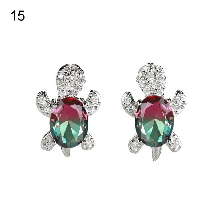 1 Pair Women Stud Earrings Turtle Shape Rhinestones Jewelry Cute Long Lasting Ear Studs for Daily Wear Image 7