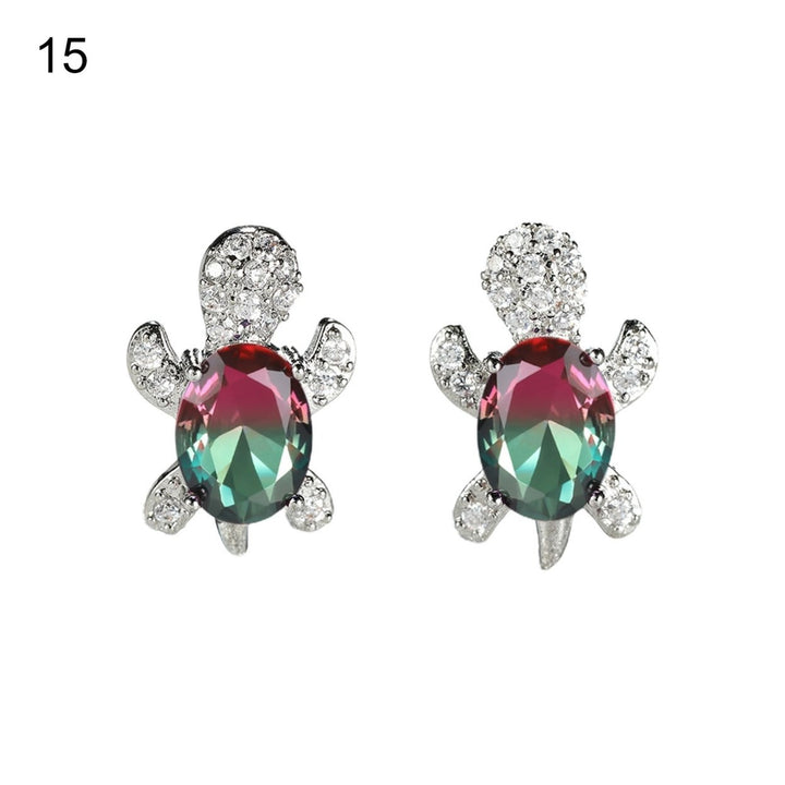 1 Pair Women Stud Earrings Turtle Shape Rhinestones Jewelry Cute Long Lasting Ear Studs for Daily Wear Image 1