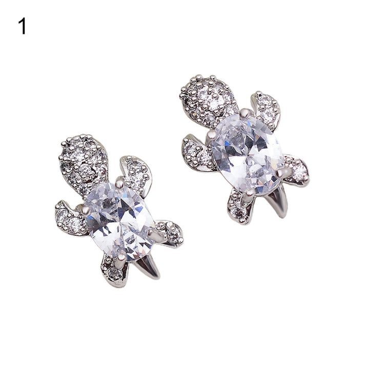 1 Pair Women Stud Earrings Turtle Shape Rhinestones Jewelry Cute Long Lasting Ear Studs for Daily Wear Image 8
