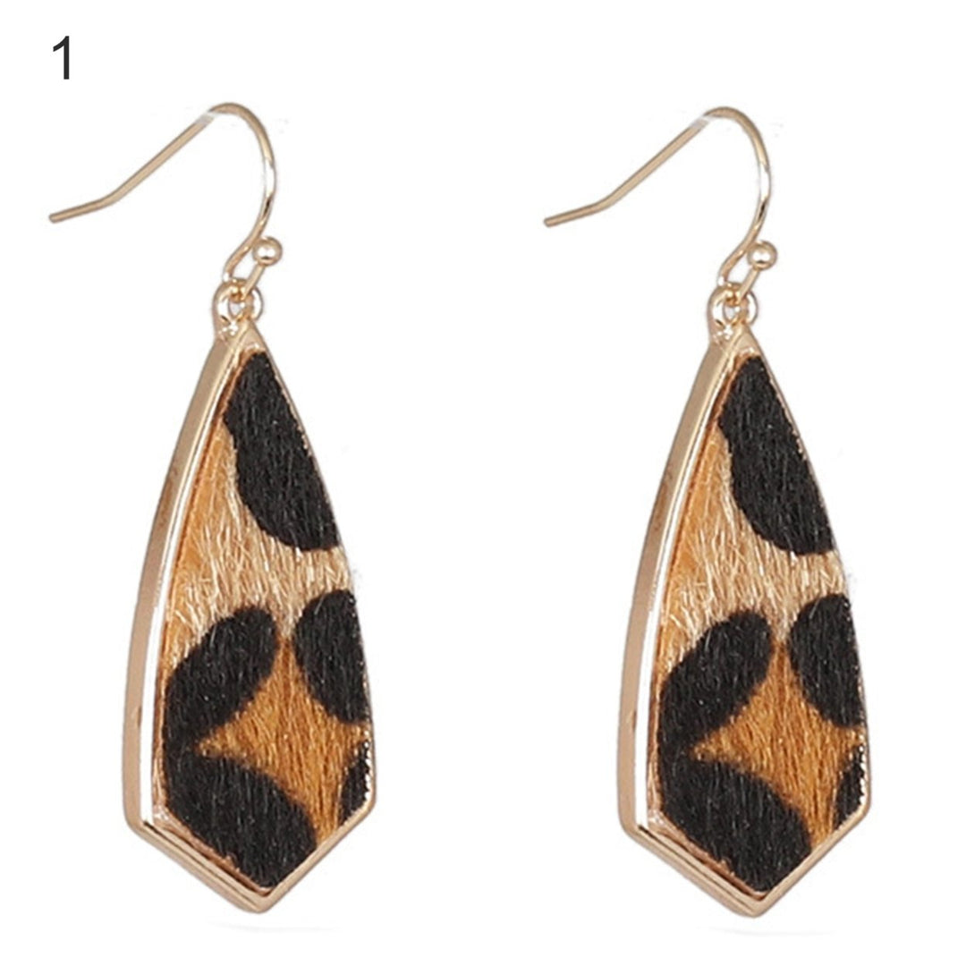 1 Pair Drop Earrings Simple Delicate Alloy Leopard Print Geometric Women Hook Earrings for Dating Image 1