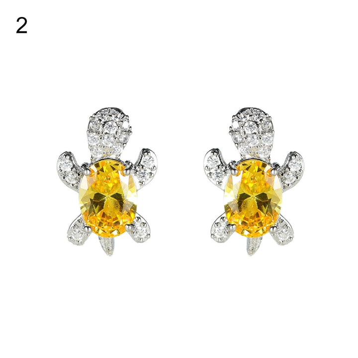 1 Pair Women Stud Earrings Turtle Shape Rhinestones Jewelry Cute Long Lasting Ear Studs for Daily Wear Image 9
