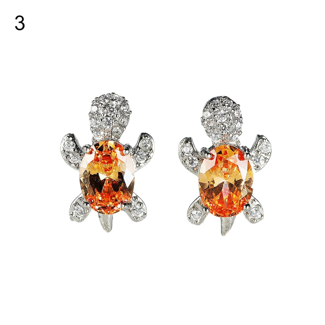 1 Pair Women Stud Earrings Turtle Shape Rhinestones Jewelry Cute Long Lasting Ear Studs for Daily Wear Image 10