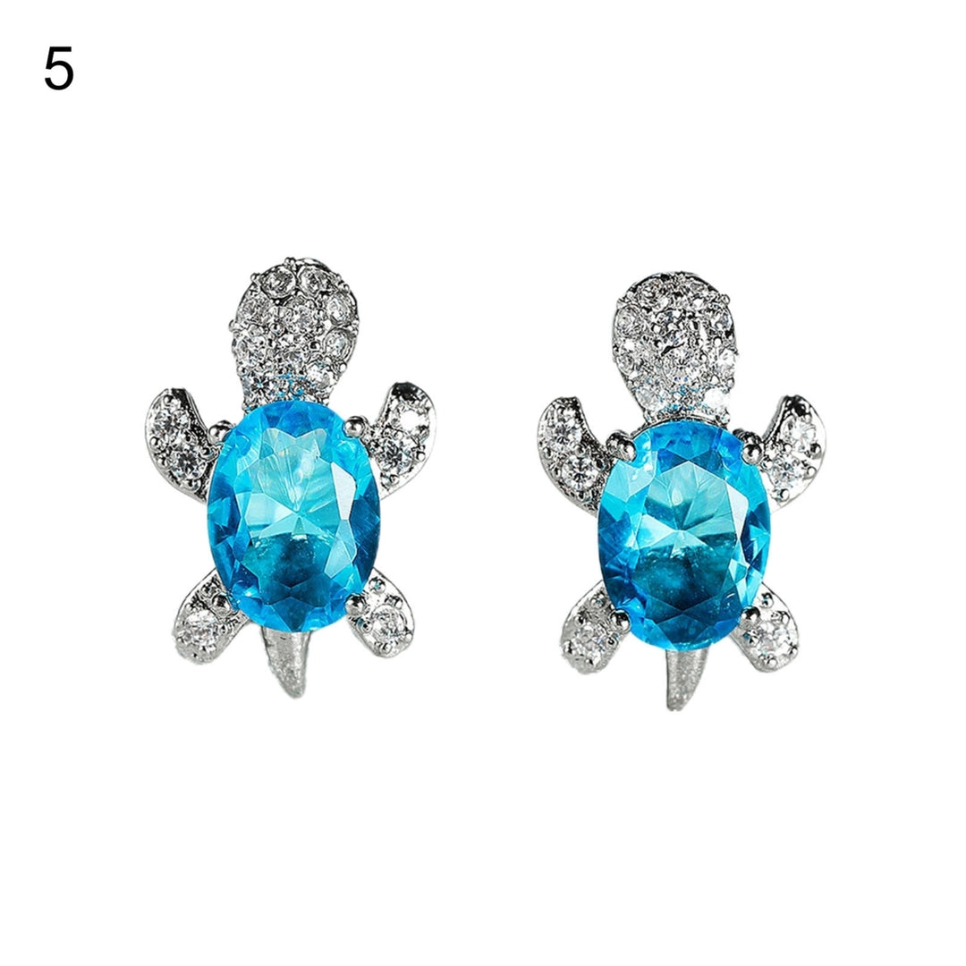 1 Pair Women Stud Earrings Turtle Shape Rhinestones Jewelry Cute Long Lasting Ear Studs for Daily Wear Image 12