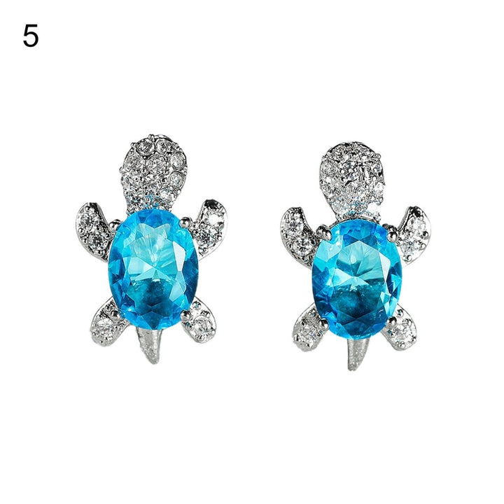 1 Pair Women Stud Earrings Turtle Shape Rhinestones Jewelry Cute Long Lasting Ear Studs for Daily Wear Image 1