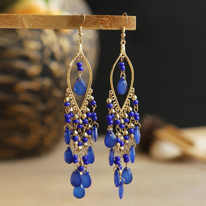 1 Pair Hook Earrings Tassels Bohemian Jewelry Multicolor Long Drop Earrings for Banquet Image 10