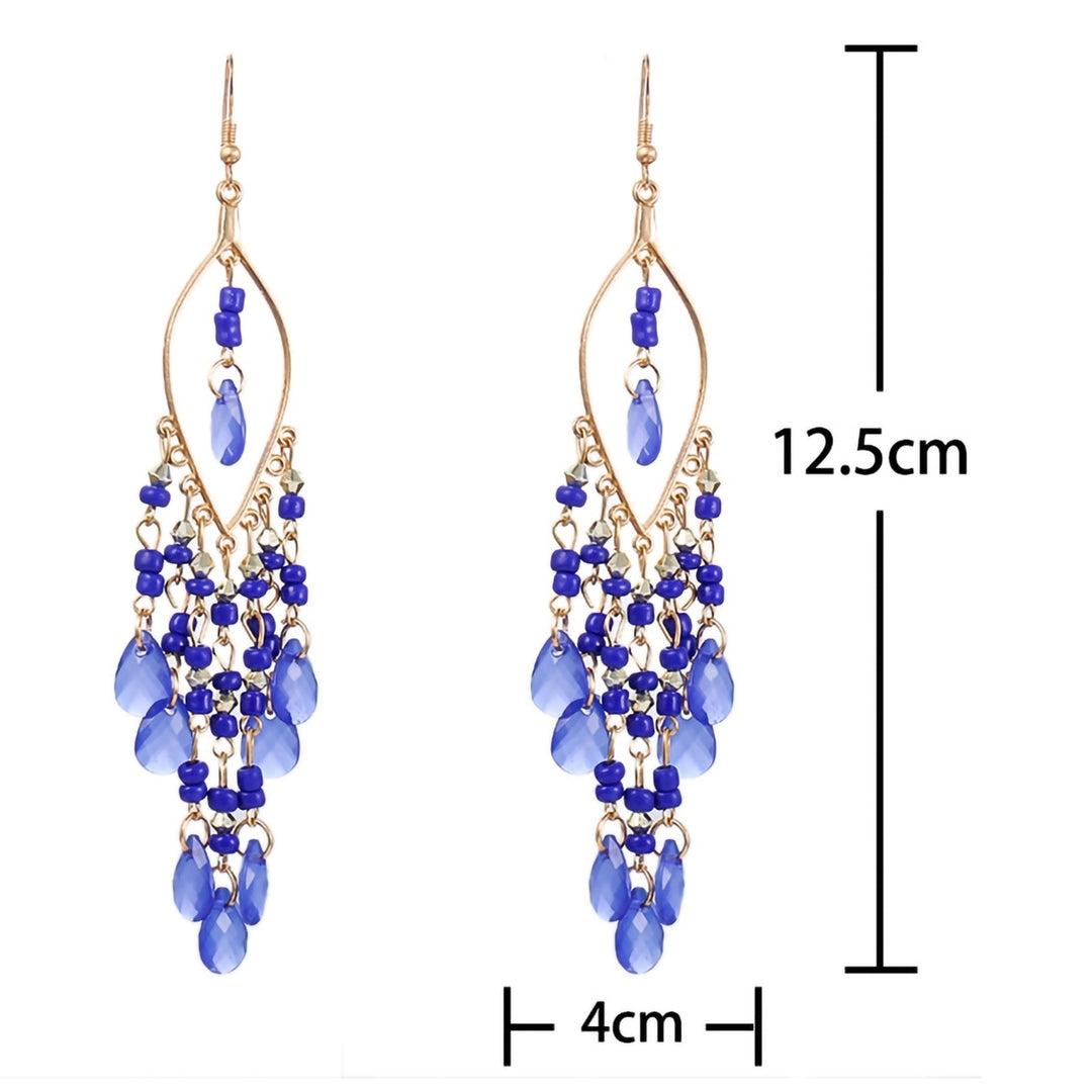 1 Pair Hook Earrings Tassels Bohemian Jewelry Multicolor Long Drop Earrings for Banquet Image 11