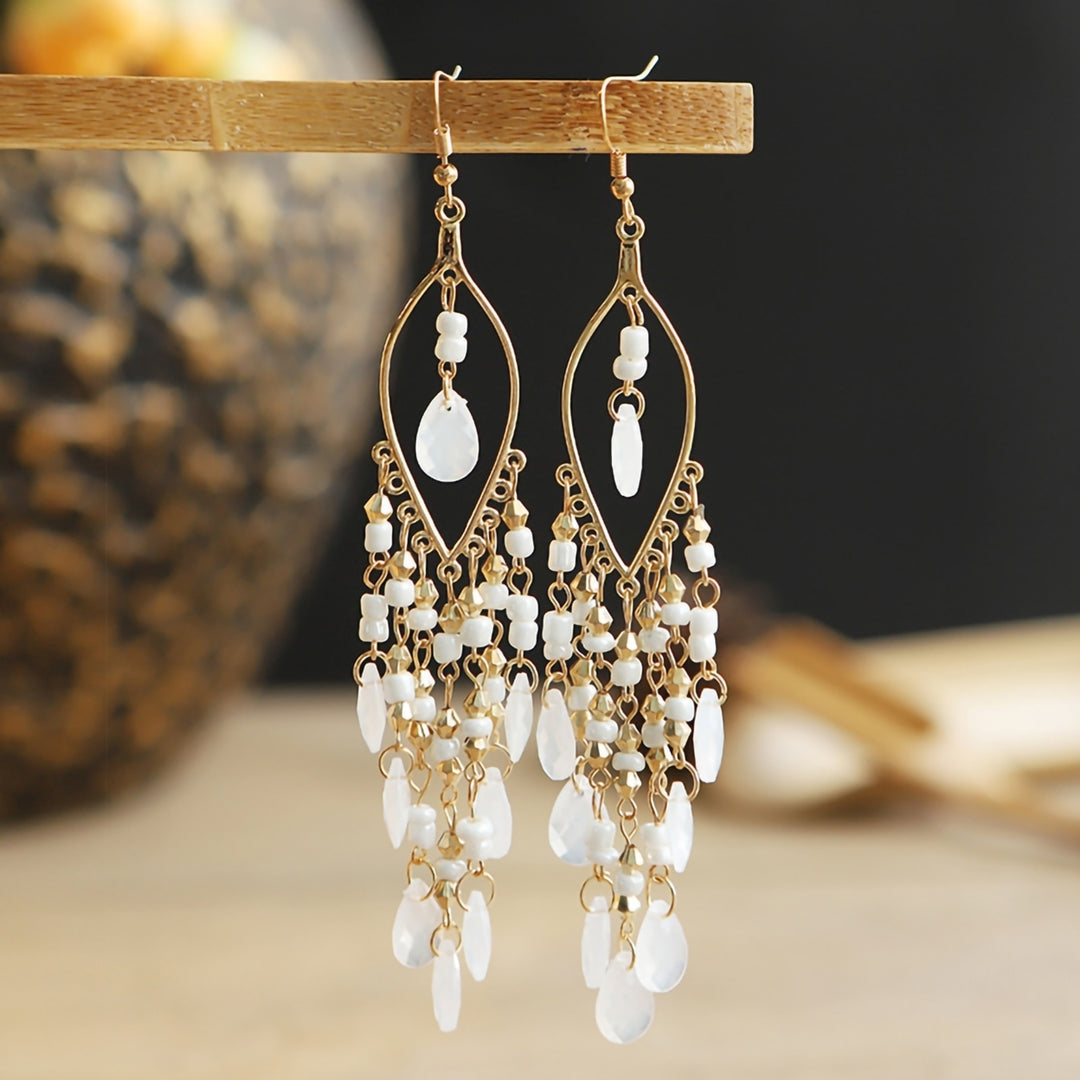 1 Pair Hook Earrings Tassels Bohemian Jewelry Multicolor Long Drop Earrings for Banquet Image 12