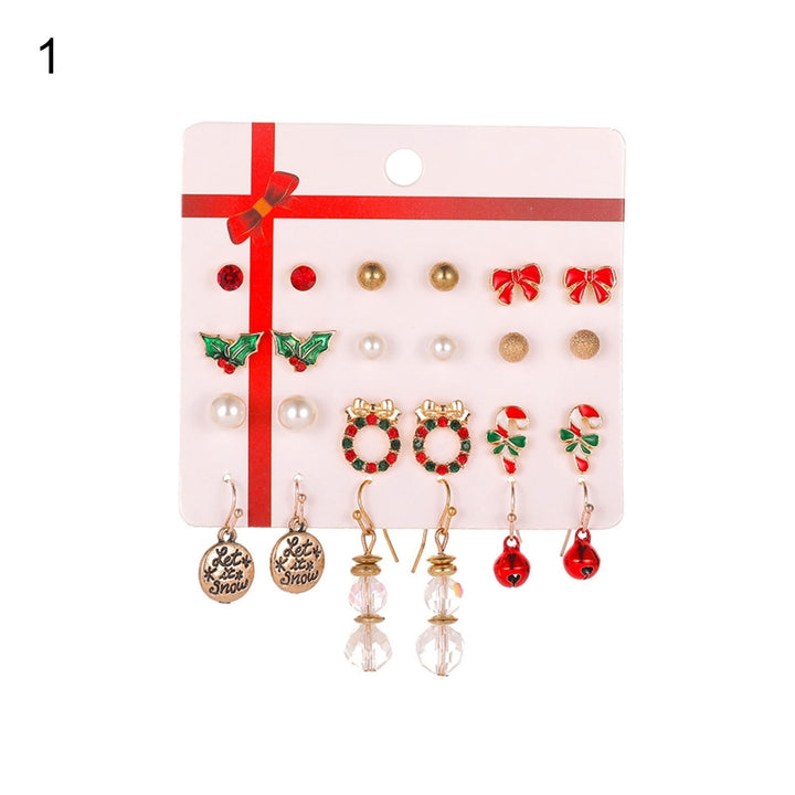 12 Pairs Christmas Earrings Colorful Exquisite Bell Elk Stud Earrings for Year Image 9