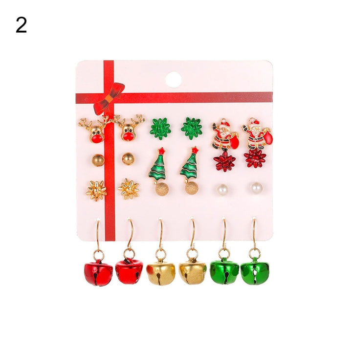 12 Pairs Christmas Earrings Colorful Exquisite Bell Elk Stud Earrings for Year Image 11