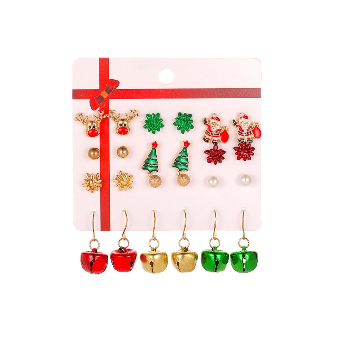 12 Pairs Christmas Earrings Colorful Exquisite Bell Elk Stud Earrings for Year Image 12