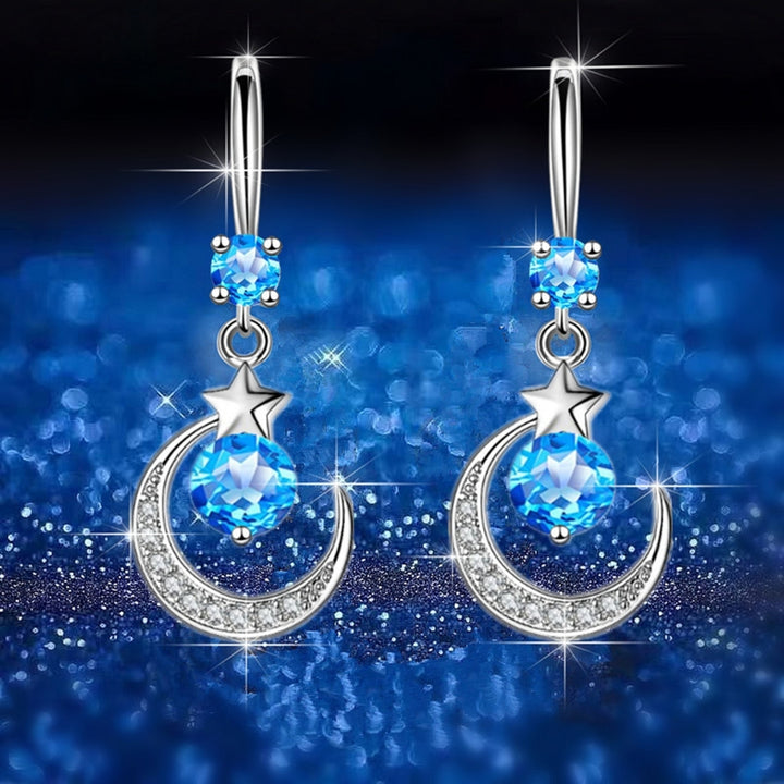 1 Pair Women Earrings Moon Star Rhinestones Jewelry Elegant Geometry Hook Earrings for Daily Wear Image 6