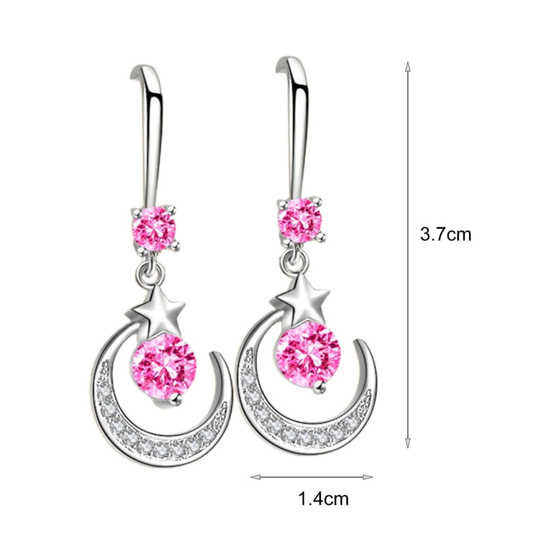 1 Pair Women Earrings Moon Star Rhinestones Jewelry Elegant Geometry Hook Earrings for Daily Wear Image 8
