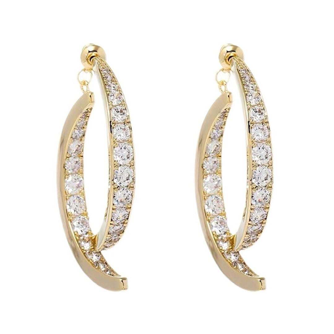 1 Pair Dangle Earrings Cross Curved Jewelry Lightweight Sparkling Ear Cuffs for Banquet Image 1