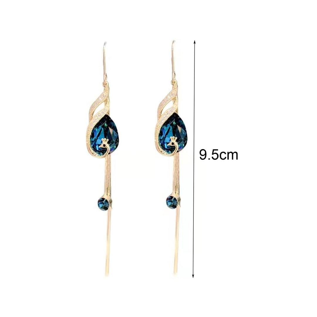 1 Pair Dangle Earrings Shiny Delicate Fashion Jewelry Peacock Shape Linear Earrings for Dating Image 4