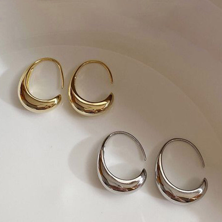 1 Pair Hoop Earrings Geometric Arc Simple Lightweight Exquisite Chic Earrings for Minimalist Image 1