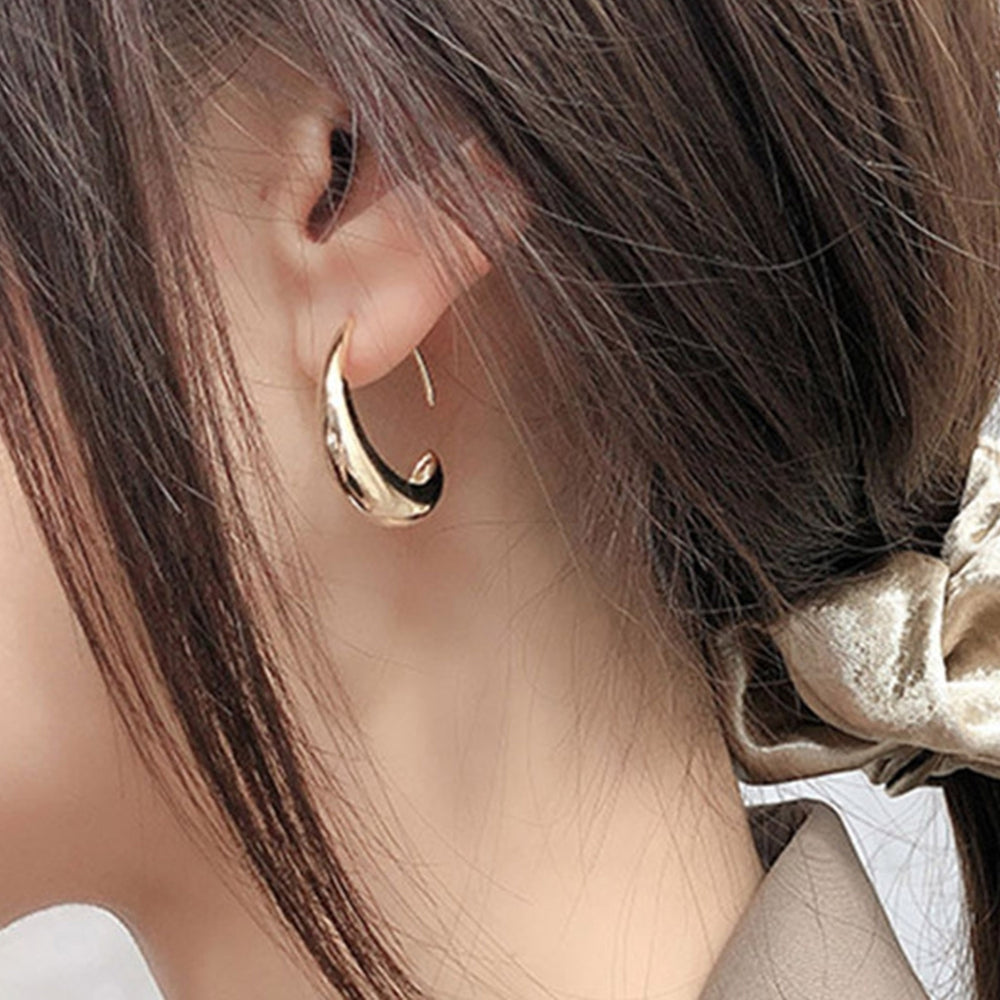 1 Pair Hoop Earrings Geometric Arc Simple Lightweight Exquisite Chic Earrings for Minimalist Image 2
