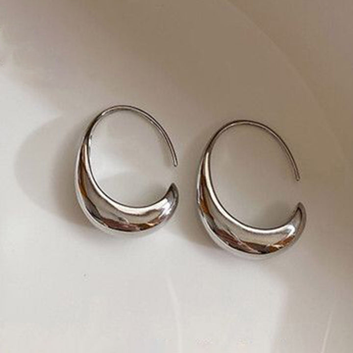 1 Pair Hoop Earrings Geometric Arc Simple Lightweight Exquisite Chic Earrings for Minimalist Image 7