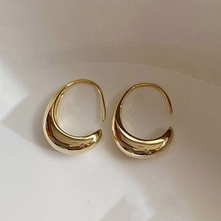 1 Pair Hoop Earrings Geometric Arc Simple Lightweight Exquisite Chic Earrings for Minimalist Image 8