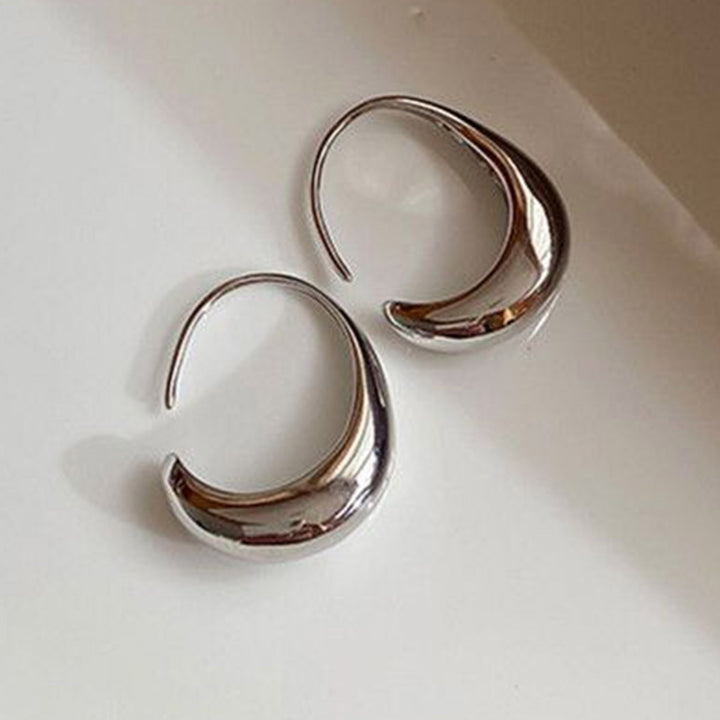 1 Pair Hoop Earrings Geometric Arc Simple Lightweight Exquisite Chic Earrings for Minimalist Image 9