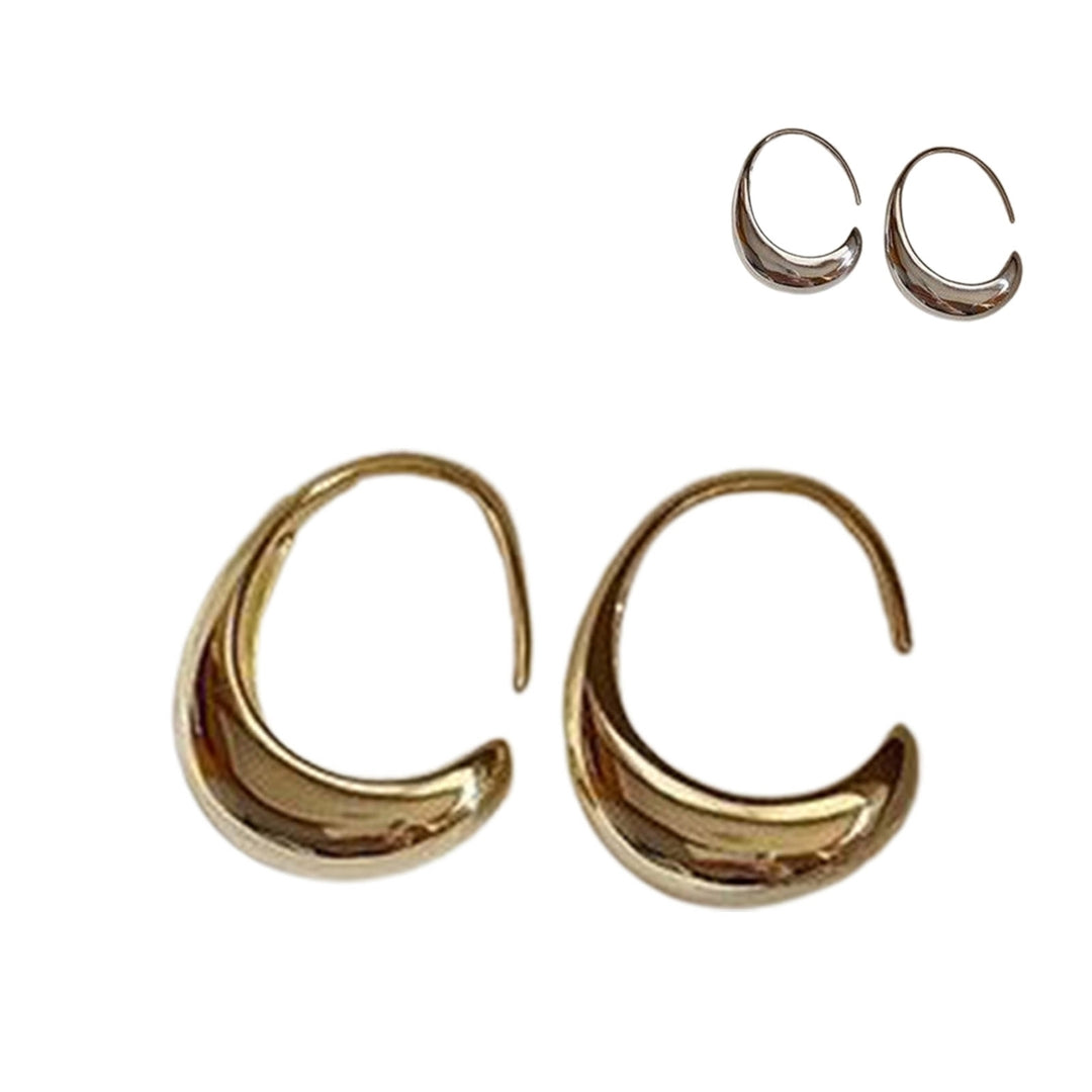 1 Pair Hoop Earrings Geometric Arc Simple Lightweight Exquisite Chic Earrings for Minimalist Image 10