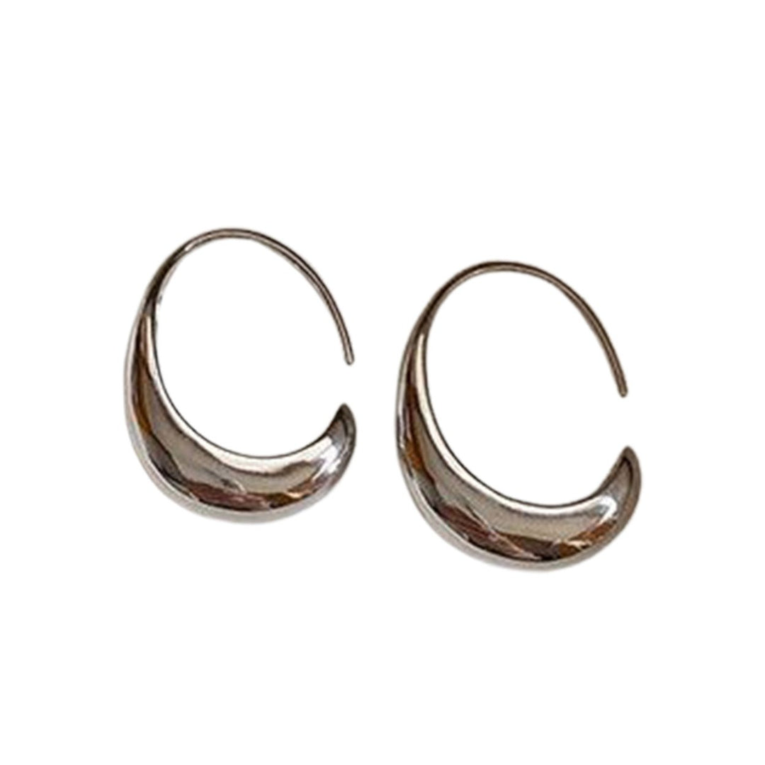 1 Pair Hoop Earrings Geometric Arc Simple Lightweight Exquisite Chic Earrings for Minimalist Image 1