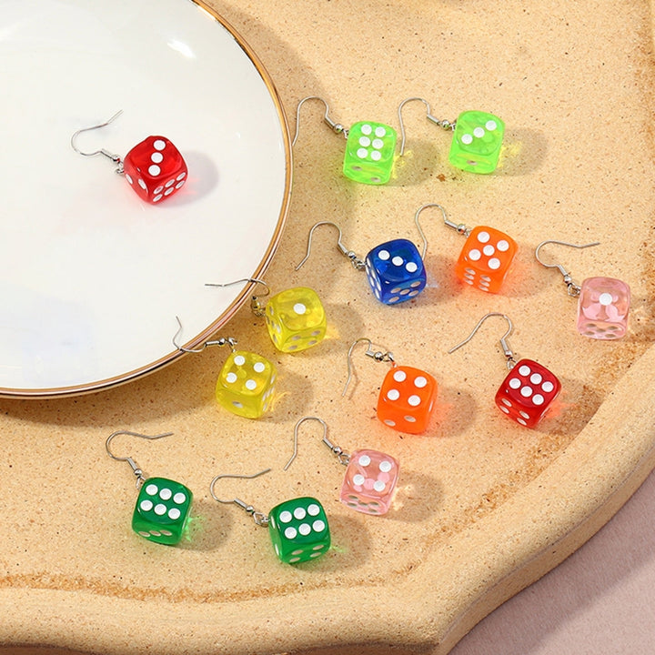 1 Pair Dangle Earrings Colored Dice Bright Color Jewelry Funny Exquisite Hook Earrings for Daily Wear Image 9