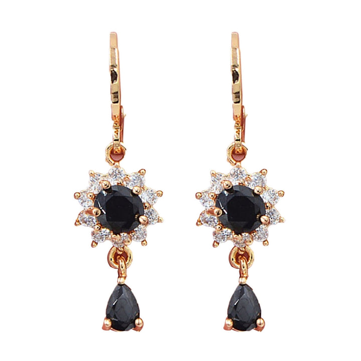 1 Pair Dangle Earrings Flower Shape Rhinestone Jewelry Electroplated Long Lasting Drop Earrings for Daily Wear Image 11