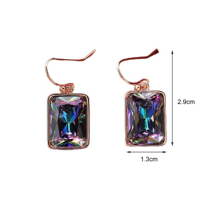 1 Pair Shiny Luxury Drop Earrings Copper Multicolor Cubic Zirconia Hook Earrings Party Jewelry Image 4