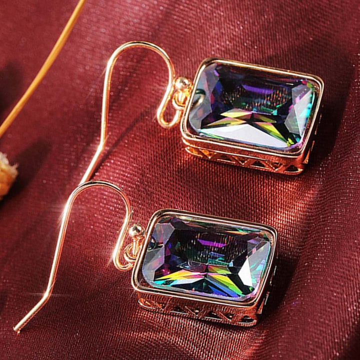 1 Pair Shiny Luxury Drop Earrings Copper Multicolor Cubic Zirconia Hook Earrings Party Jewelry Image 7