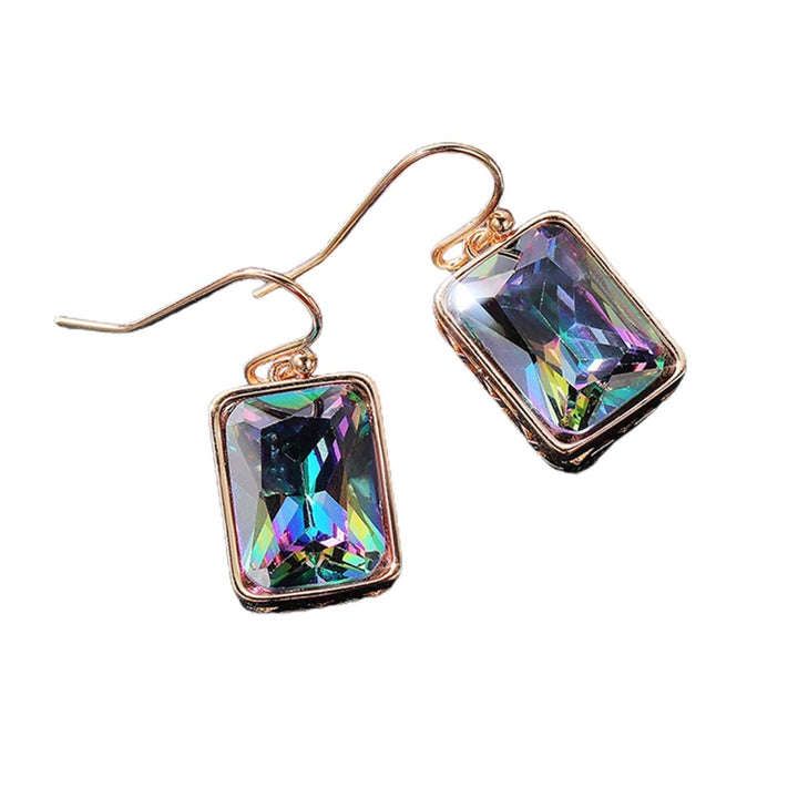 1 Pair Shiny Luxury Drop Earrings Copper Multicolor Cubic Zirconia Hook Earrings Party Jewelry Image 8