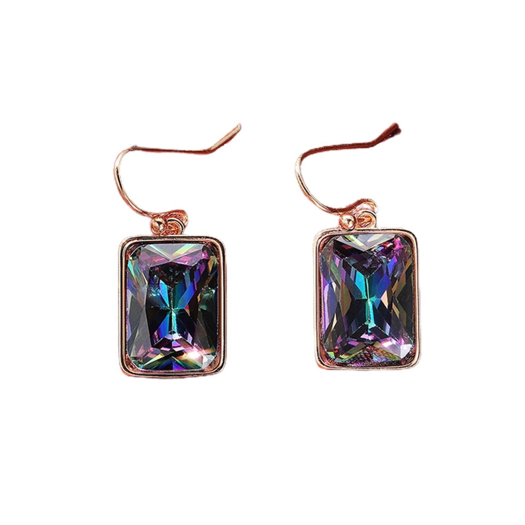1 Pair Shiny Luxury Drop Earrings Copper Multicolor Cubic Zirconia Hook Earrings Party Jewelry Image 9