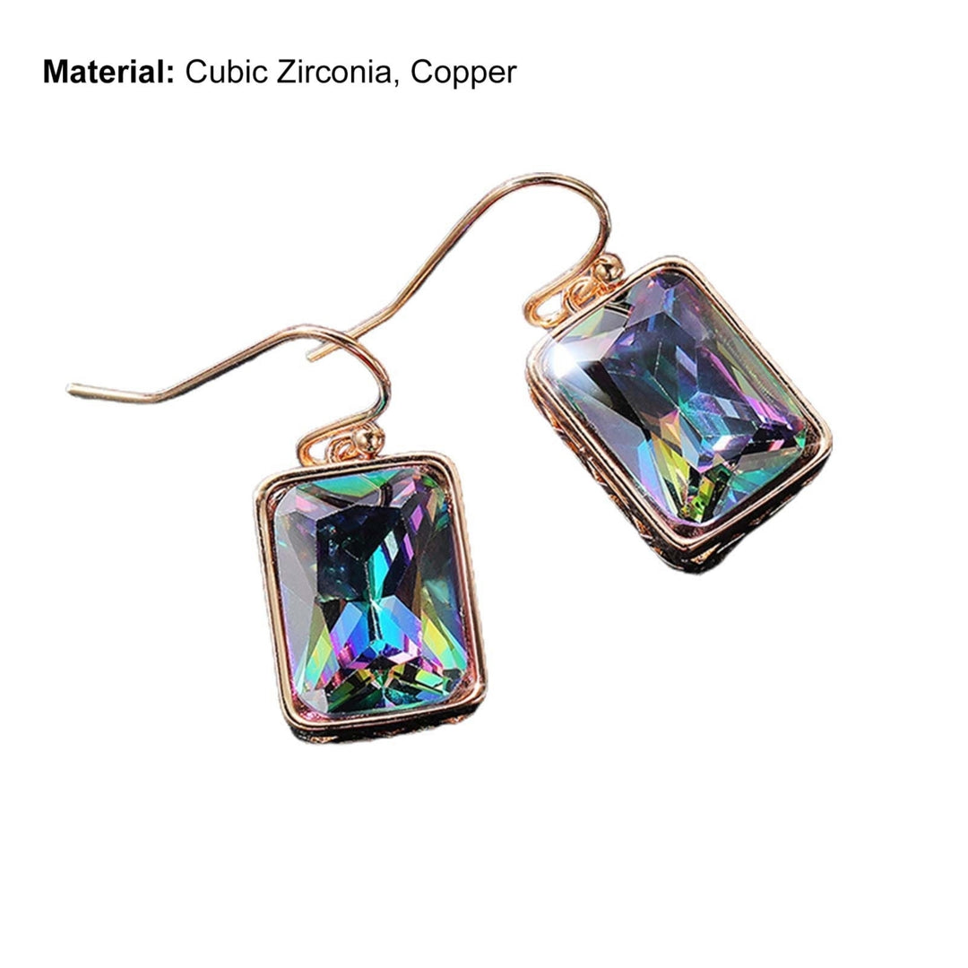 1 Pair Shiny Luxury Drop Earrings Copper Multicolor Cubic Zirconia Hook Earrings Party Jewelry Image 12