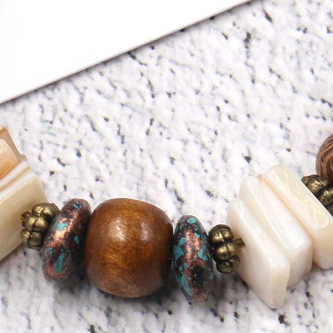 1 Pair Shell Exaggerated Retro Earrings Alloy Wood Beads Round Boho Earrings Fashion Jewelry Image 9