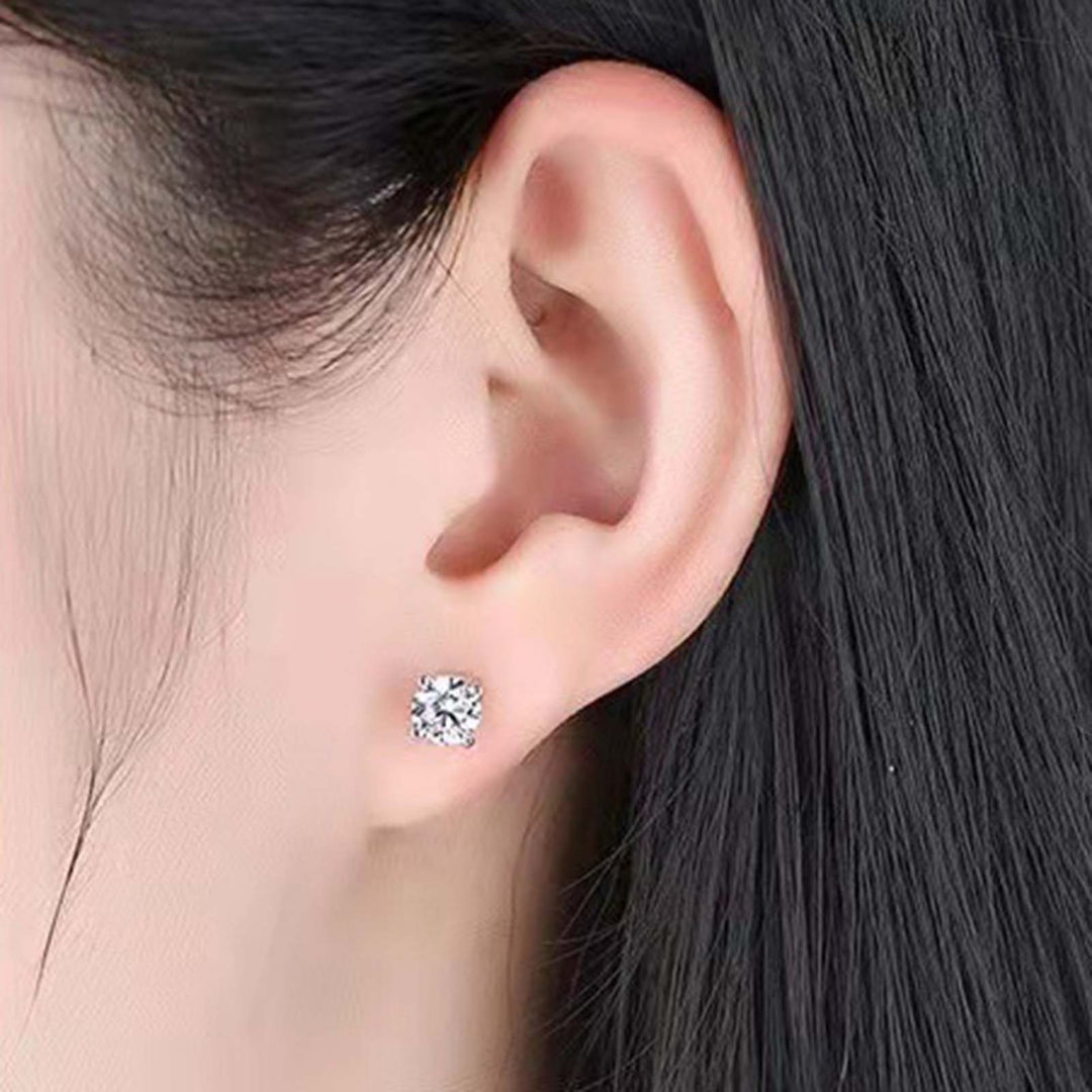 1 Pair Stud Earrings Geometric Rhinestone Jewelry Fashion Appearance Korean Style Ear Studs for Daily Wear Image 6