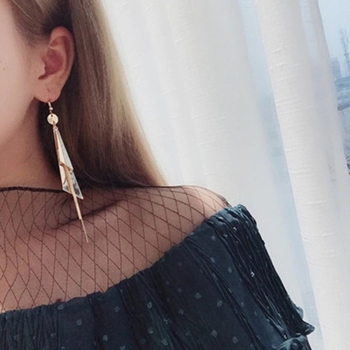 1 Pair Dangle Earrings Geometric Tassel Long Anti-allergy Lady Drop Earrings for Gift Image 3