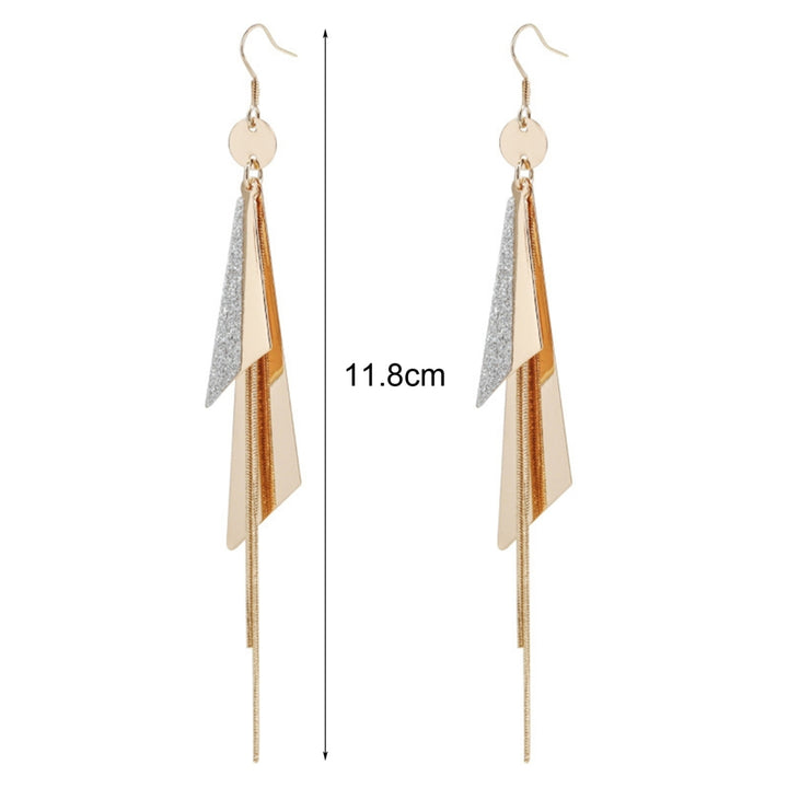 1 Pair Dangle Earrings Geometric Tassel Long Anti-allergy Lady Drop Earrings for Gift Image 4