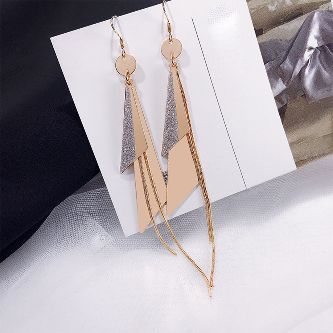 1 Pair Dangle Earrings Geometric Tassel Long Anti-allergy Lady Drop Earrings for Gift Image 6