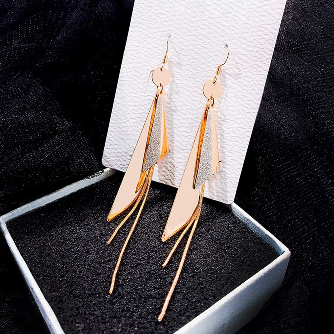 1 Pair Dangle Earrings Geometric Tassel Long Anti-allergy Lady Drop Earrings for Gift Image 7