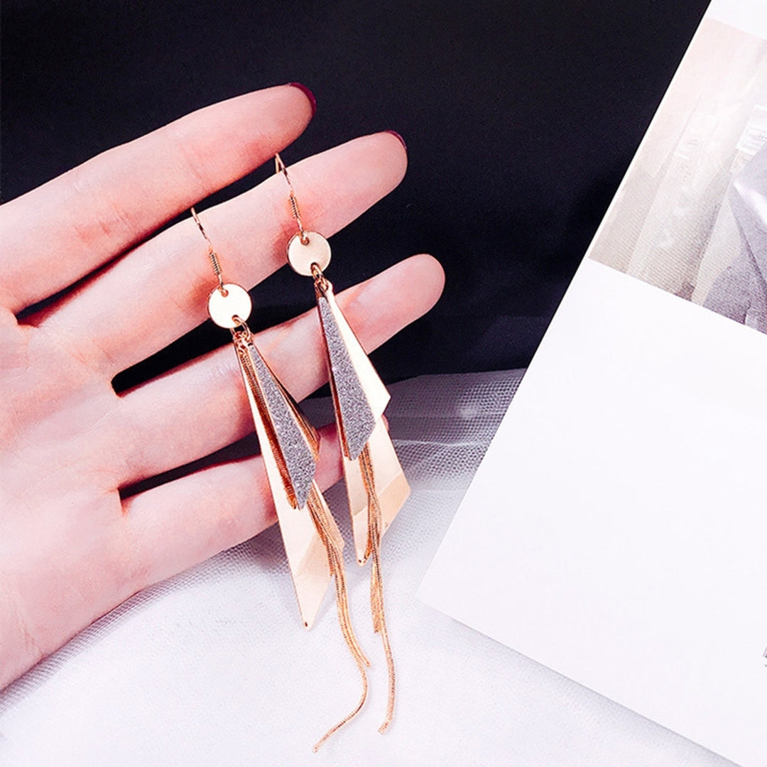1 Pair Dangle Earrings Geometric Tassel Long Anti-allergy Lady Drop Earrings for Gift Image 8