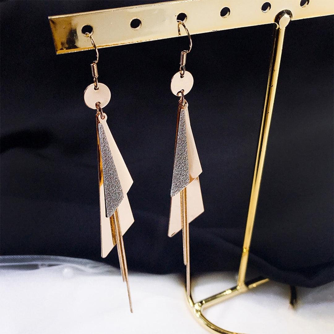1 Pair Dangle Earrings Geometric Tassel Long Anti-allergy Lady Drop Earrings for Gift Image 10