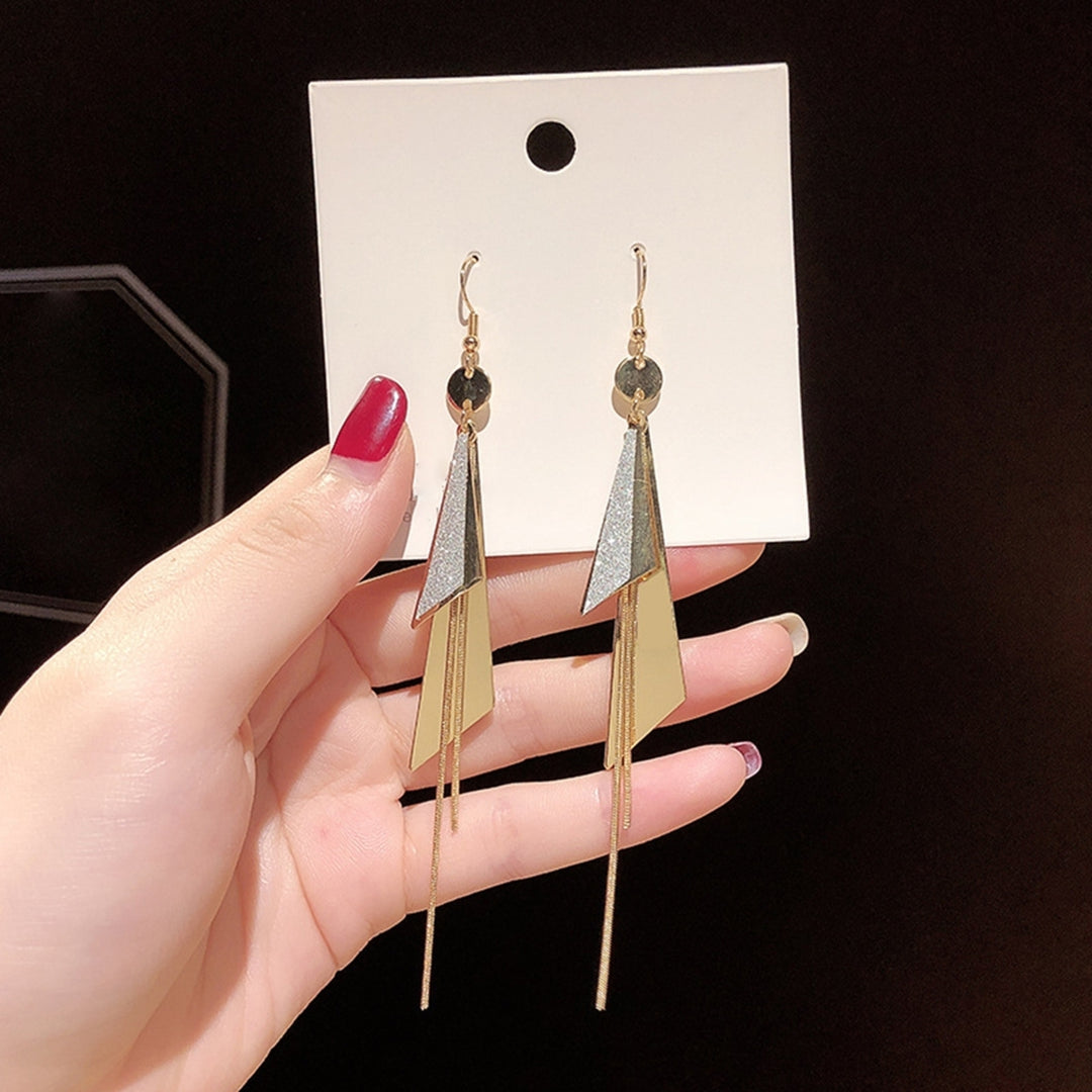 1 Pair Dangle Earrings Geometric Tassel Long Anti-allergy Lady Drop Earrings for Gift Image 12