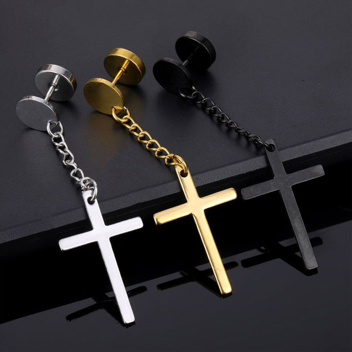 1Pc Unisex Dangle Earring Geometric Hip Hop Jewelry Simple Electroplated Earring for Daily Wear Image 1