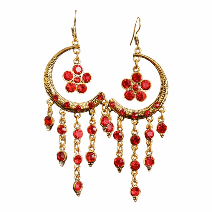 1 Pair Hook Earrings Half Moon Shape Tassels Jewelry Exquisite Long Lasting Dangle Earrings for Banquet Image 3